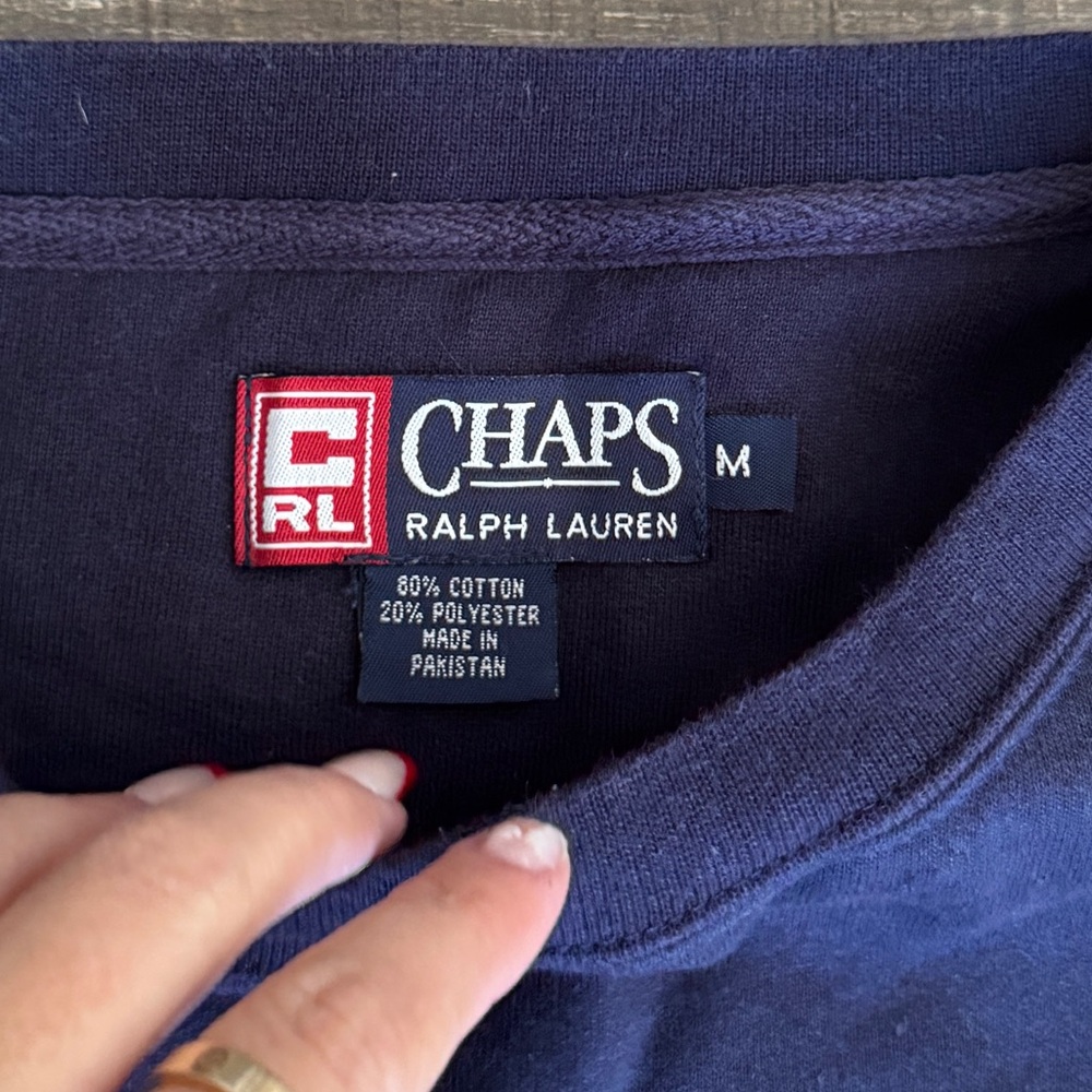 EUC Vintage 90s Ralph Lauren Unisex Sweatshirt Sz M navy blue chaps Ralph Laure - Picture 3 of 3